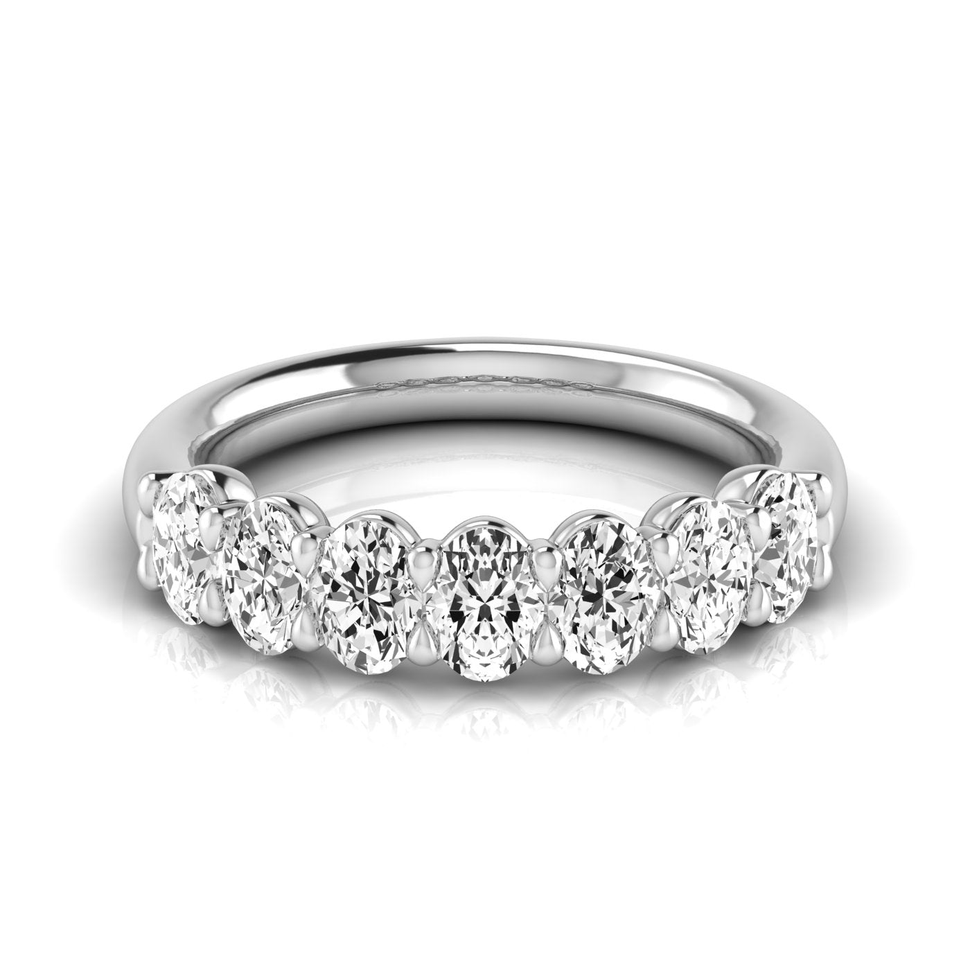 Half Carat Total Weight Oval Diamond Wedding Band in White Gold with SI1-SI2 G-H Diamonds
