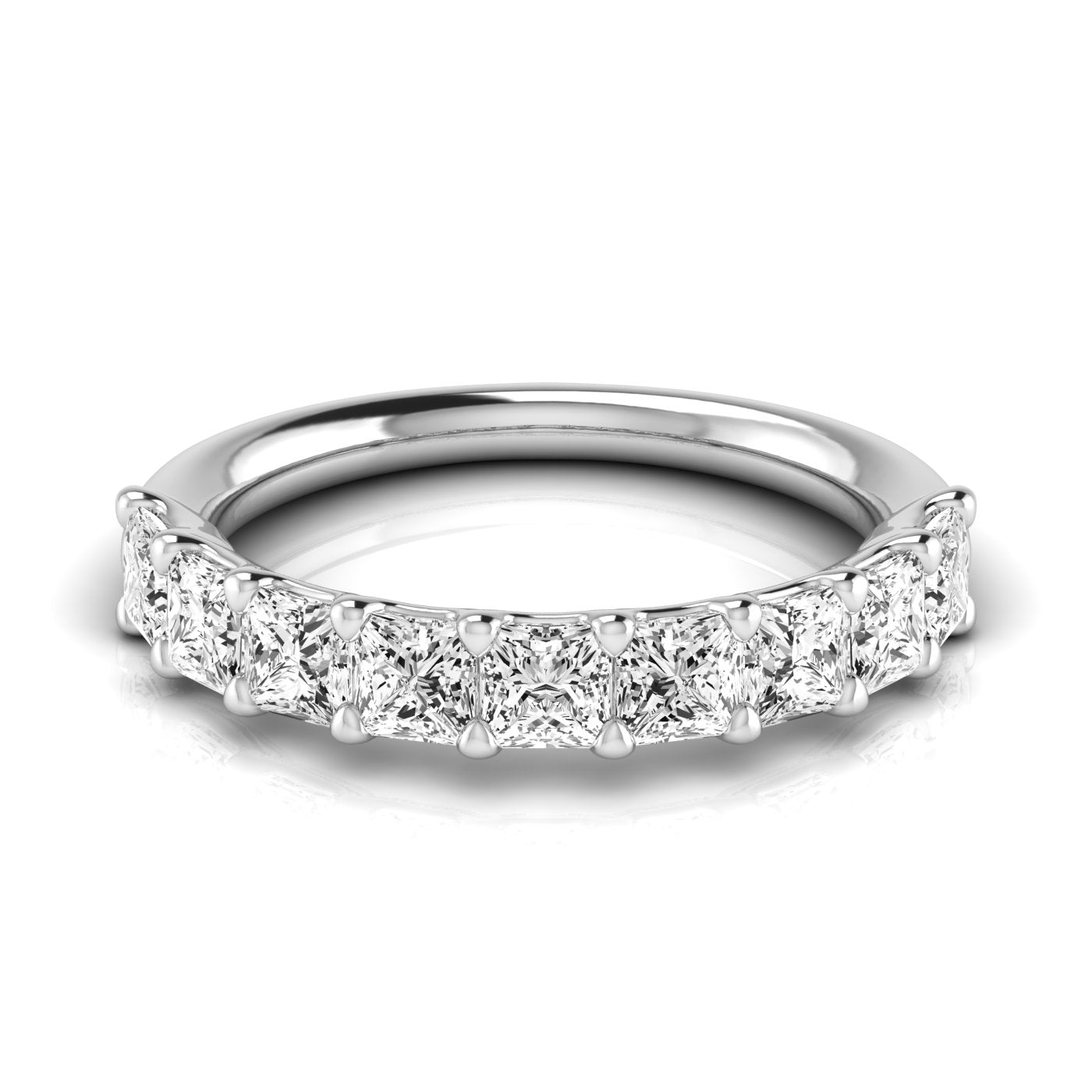 Half Carat Total Weight Princess Cut Diamond Wedding Band in White Gold