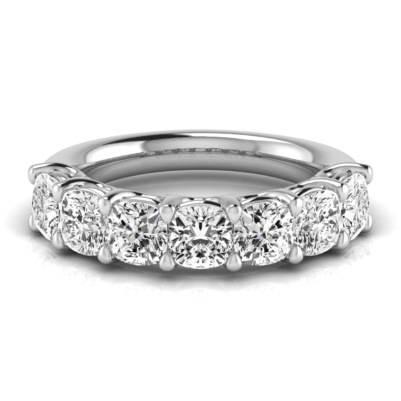 Half Carat Spread Cushion Cut Diamond Wedding Band with 3.5 Carat Total Weight