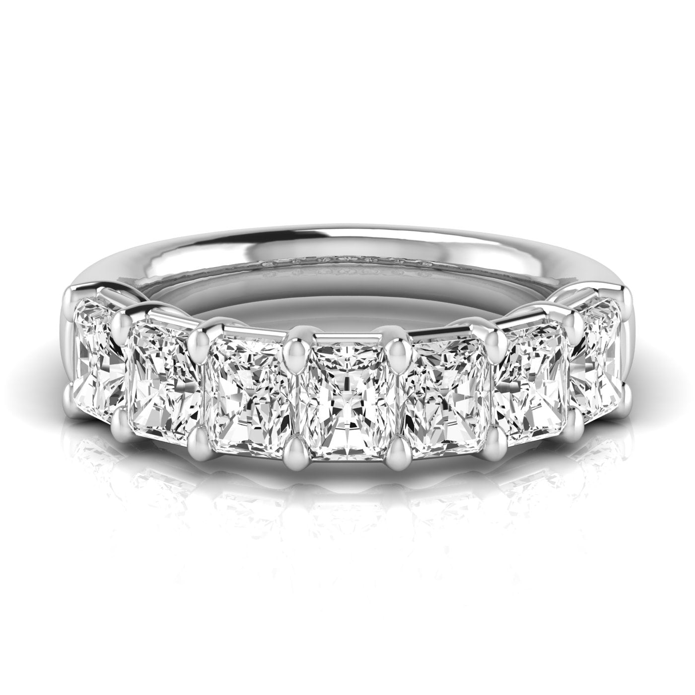 Half Carat Total Weight Radiant Cut Diamond Wedding Band in White Gold