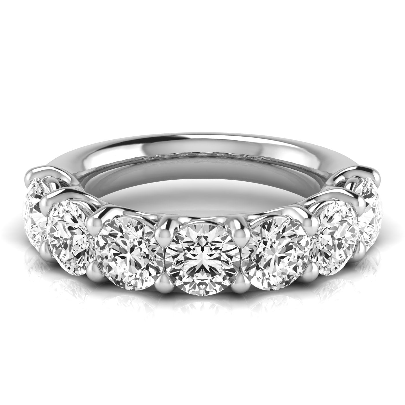 Half Carat Round Diamond Wedding Band with 3.5 Carat Total Diamond Weight, SI1-SI2 G-H Quality