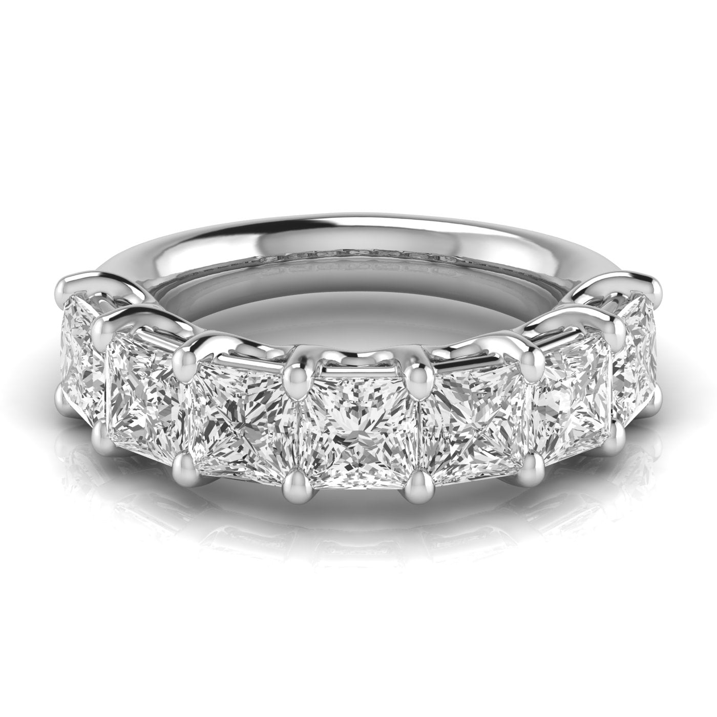 Half Carat Spread Princess Cut Diamond Wedding Band with 5.25 Carat Total Weight, SI1-SI2 G-H Qua...