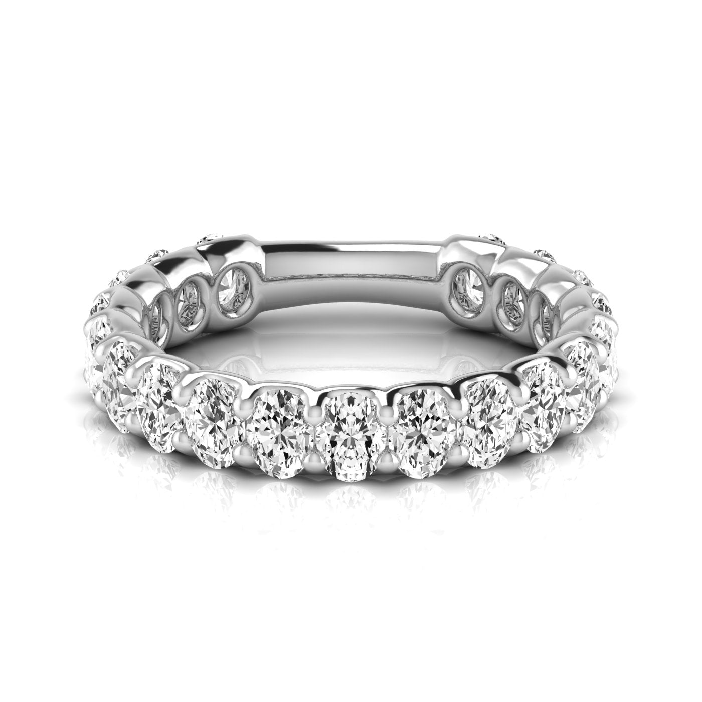 Three-Fourth Carat Total Weight Oval Diamond Wedding Band in White Gold
