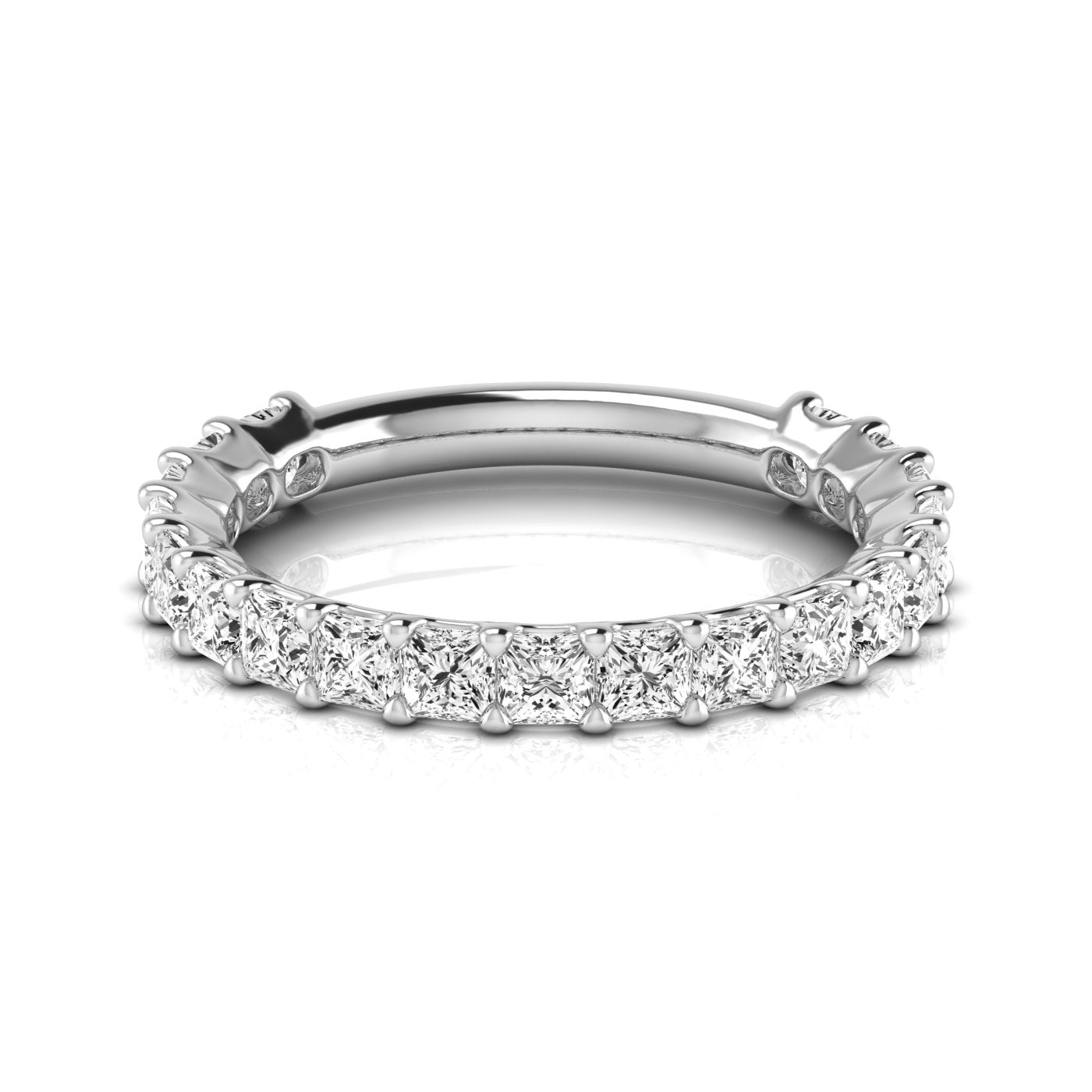 Three-Fourth Spread Princess Cut Diamond Wedding Band with 1.9 Carat Total Weight, SI1-SI2 G-H Qu...