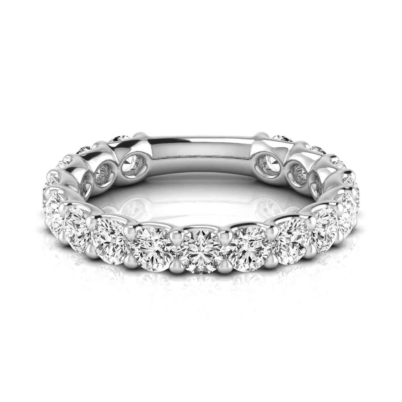 Three Quarter Carat Round Diamond Wedding Band with 1.7 Carat Total Diamond Weight