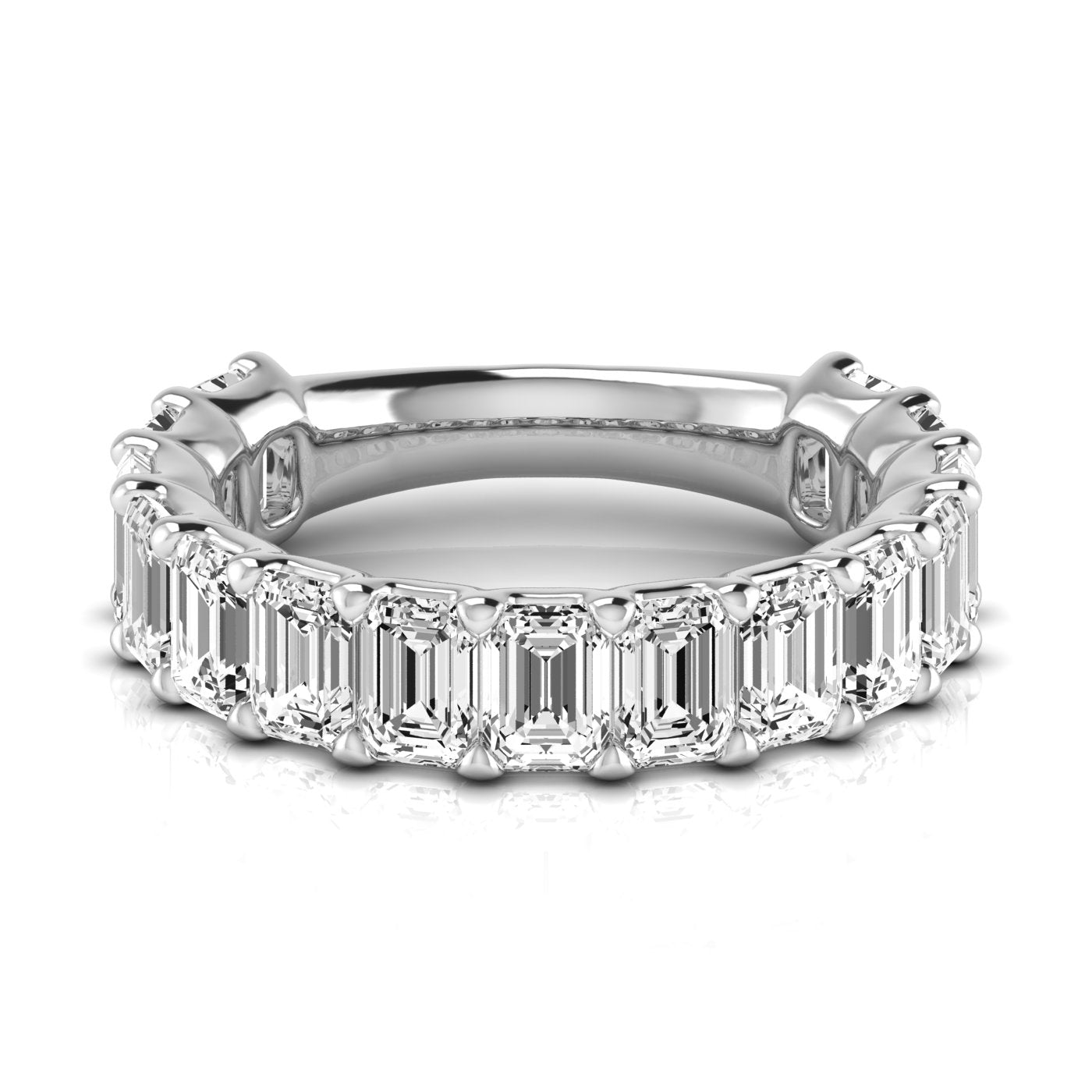 Three Quarter Carat Emerald and Diamond Wedding Band with 4.95 Carat Total Weight