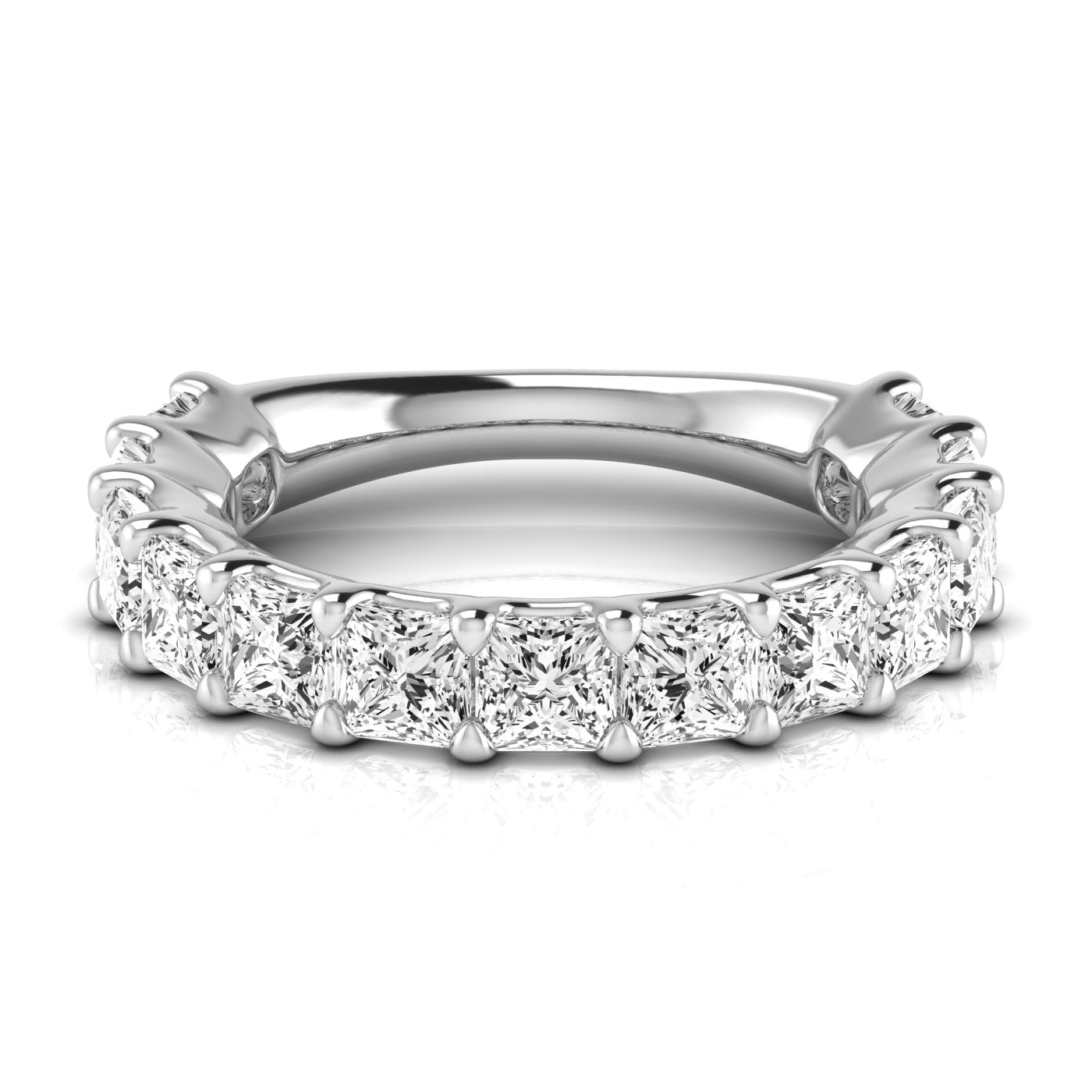 Three-Quarter Carat Total Weight Princess Cut Diamond Wedding Band, 4.29 Carats, SI1-SI2 G-H Quality