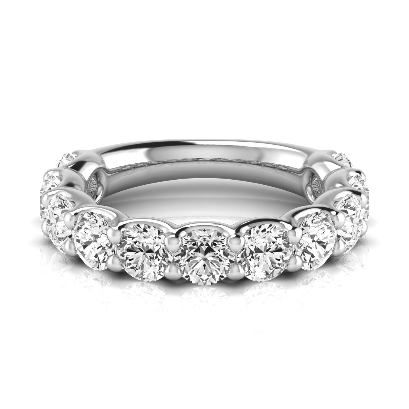 Three-Quarter Carat Round Diamond Wedding Band with 3.63 Total Carat Weight, SI1-SI2 G-H Quality