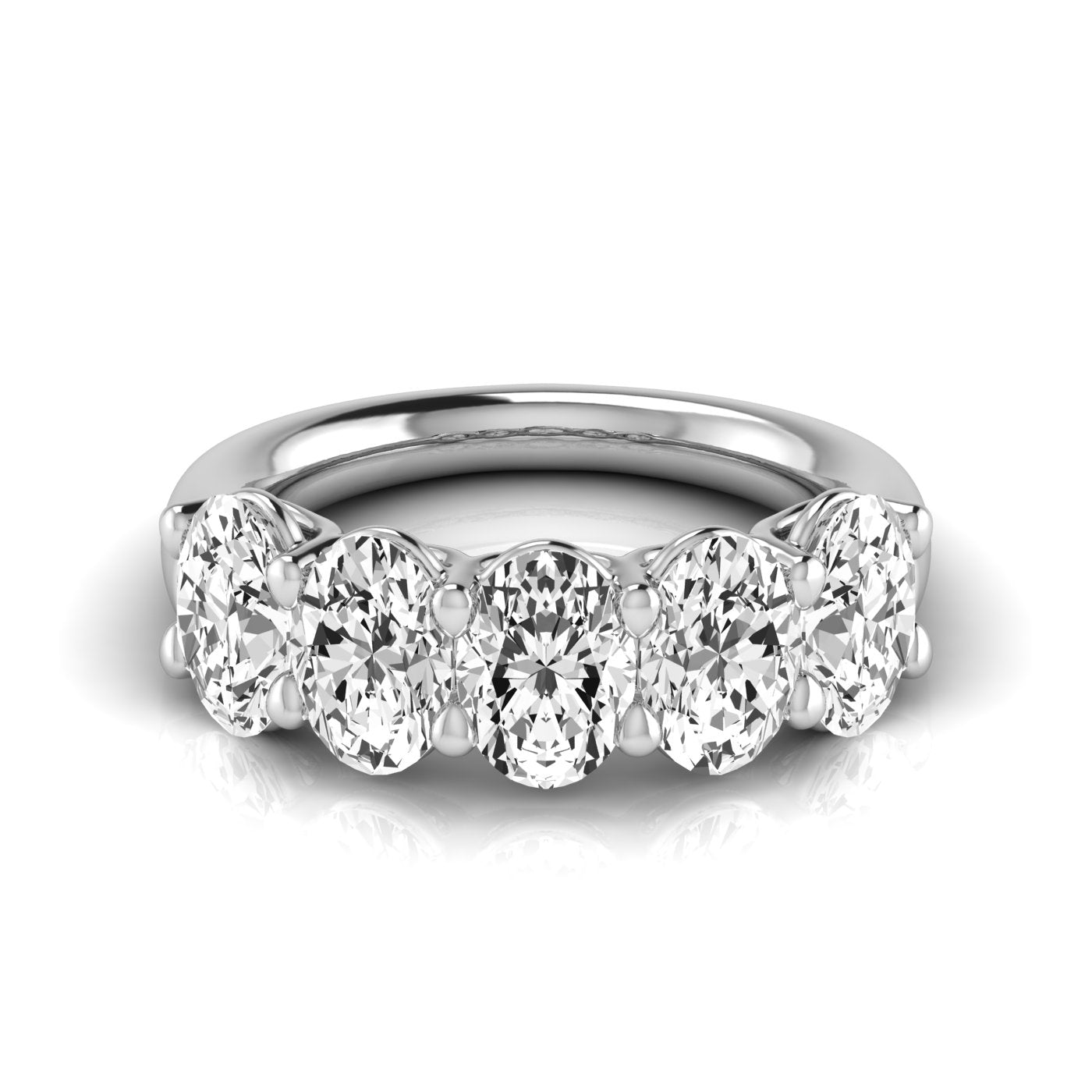 Elegant Half Spread Oval Diamond Wedding Band with 3.75 Carat Total Weight