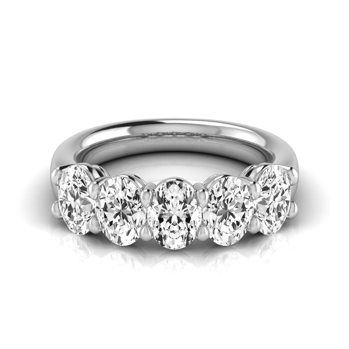 Half Carat Total Weight Oval Diamond Wedding Band in White Gold with SI1-SI2 G-H Diamonds