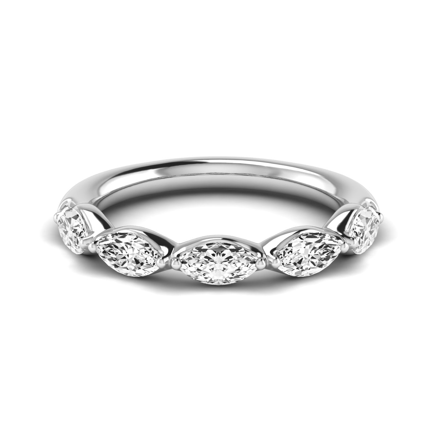 Elegant Marquise Diamond Wedding Band with 0.75 Carat Total Weight in G-H SI1-SI2 Diamonds