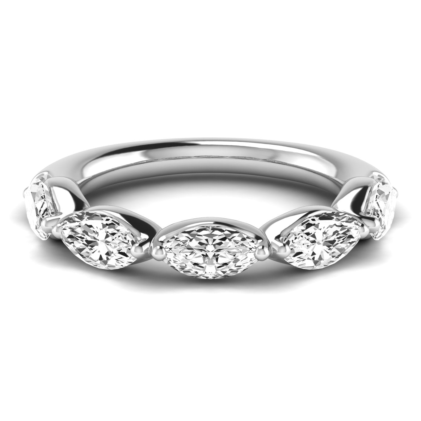 Elegant Marquise Diamond Wedding Band with 1.65 Carat Total Weight in G-H Color and SI1-SI2 Clarity