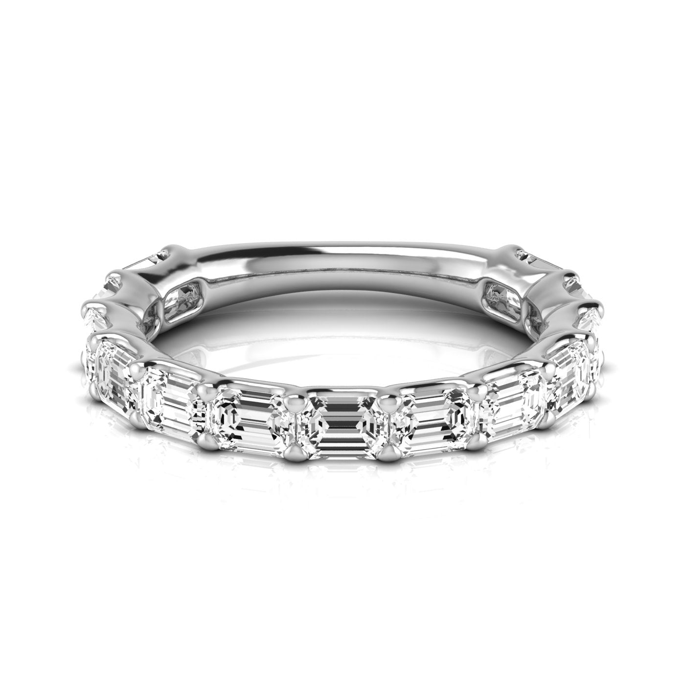 Three-Quarter Carat Emerald and Diamond Wedding Band with 2.6 Carat Total Weight