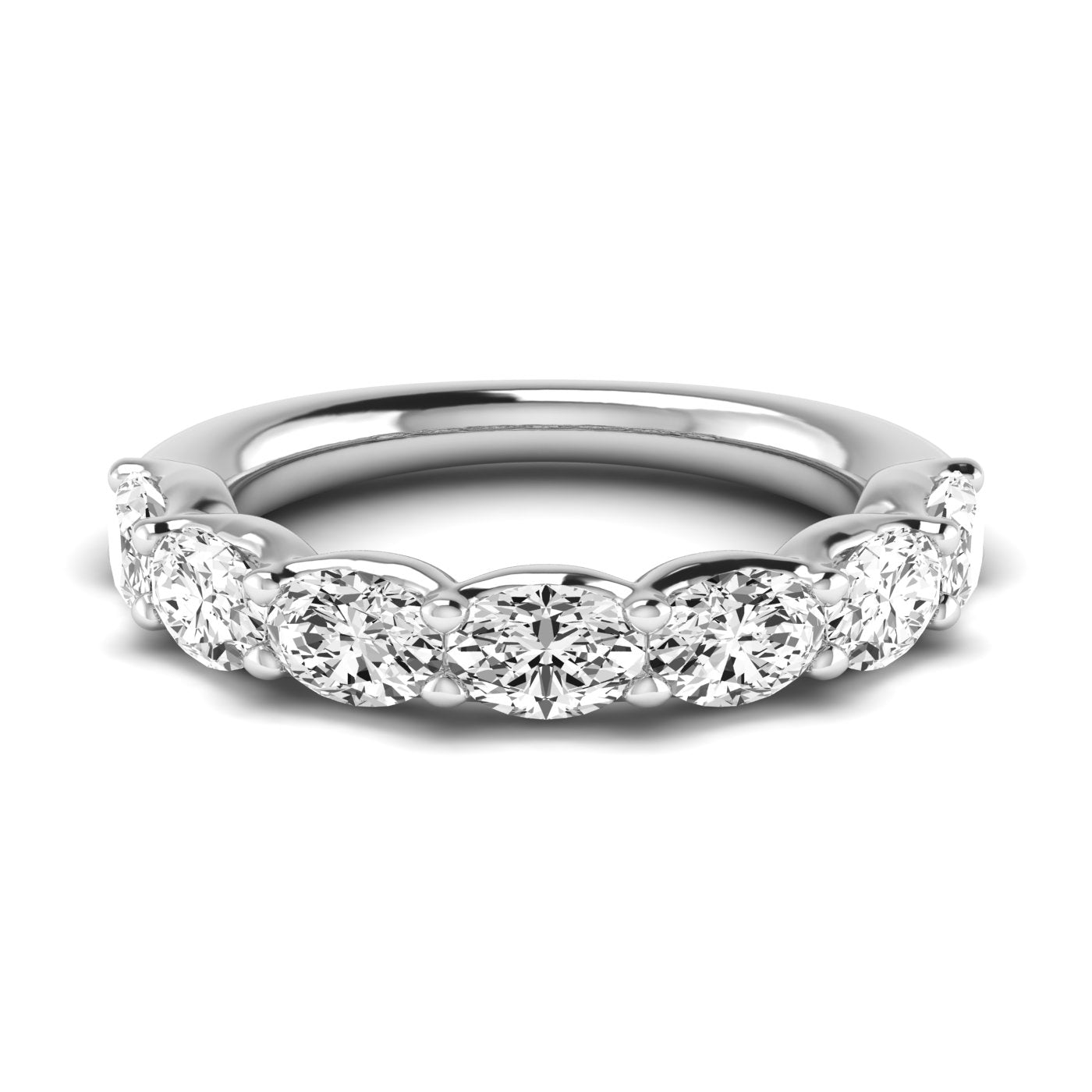 Half Carat Total Weight Oval Diamond Wedding Band in White Gold