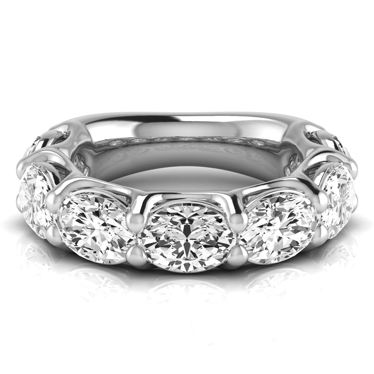 Three Quarter Carat Total Weight Oval Diamond Wedding Band in White Gold, SI1-SI2 Clarity, G-H Color