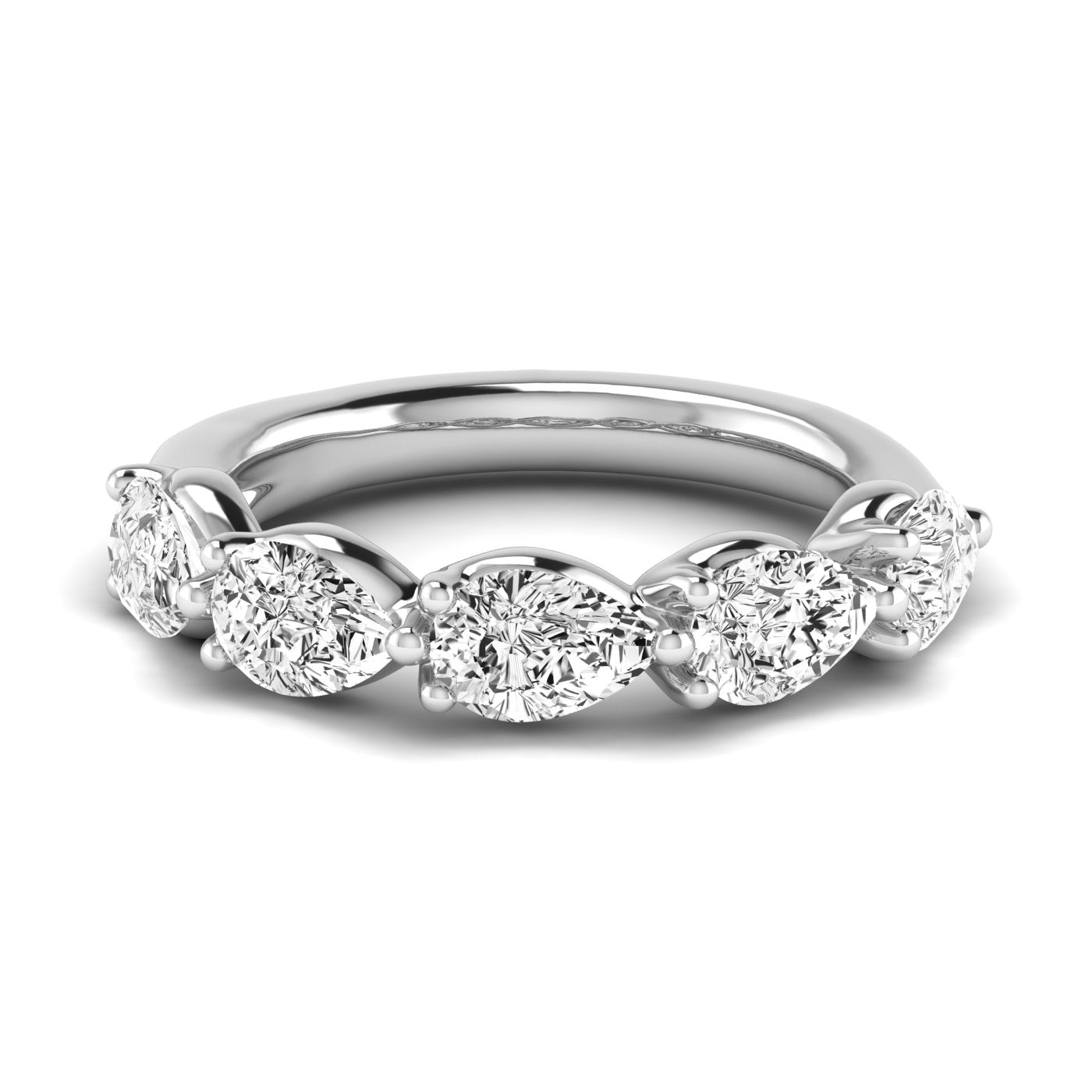 Half Carat Pear Diamond Wedding Band with 1.65 Total Carat Weight in G-H SI1-SI2 Diamonds