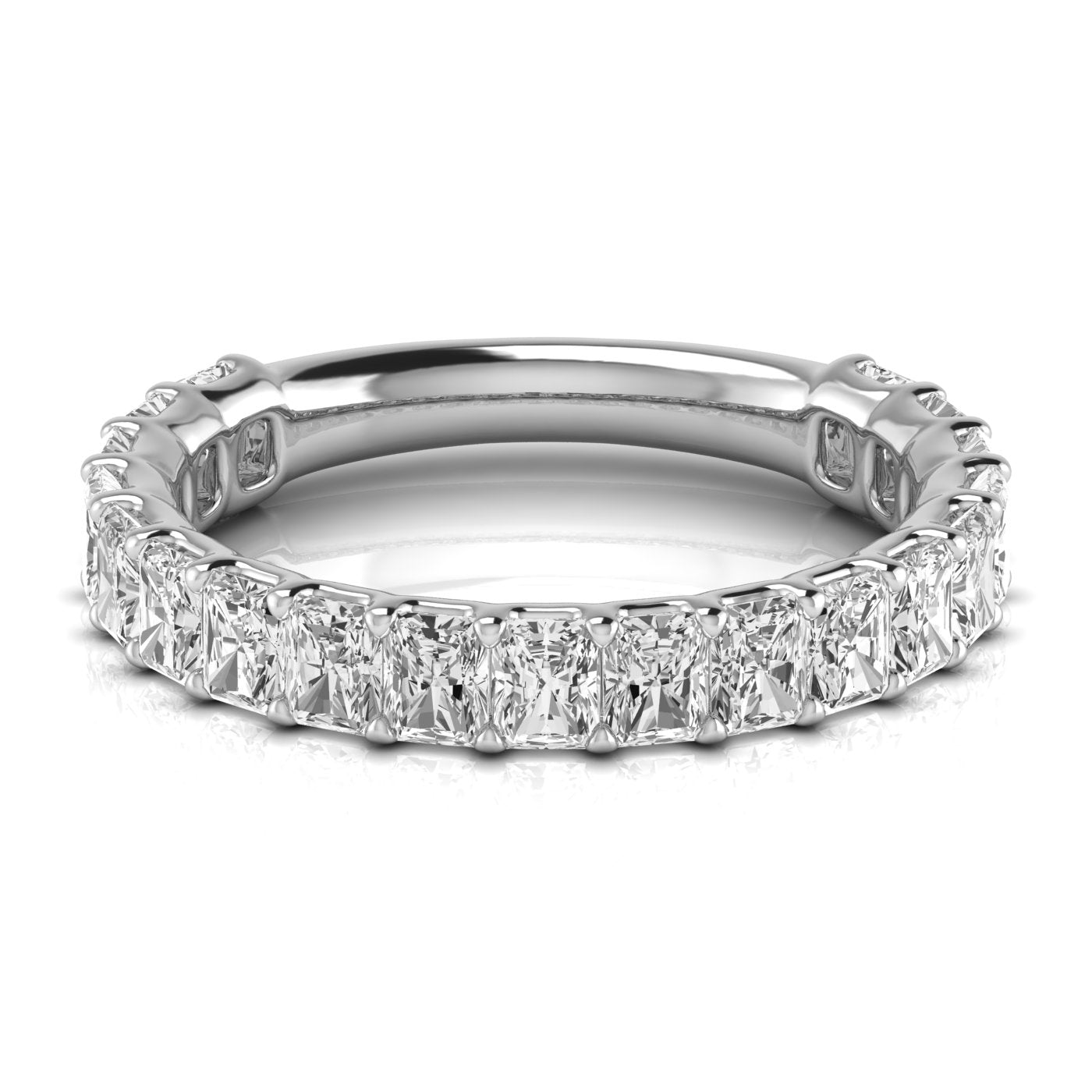 Three Quarter Carat Total Weight Radiant Diamond Wedding Band in White Gold