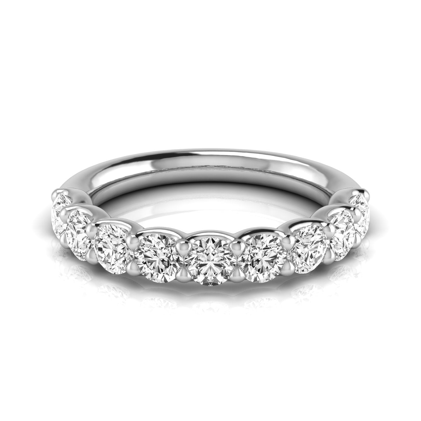 Half Carat Spread Round Diamond Wedding Band with 2.25 Carat Total Weight, SI1-SI2 G-H Quality