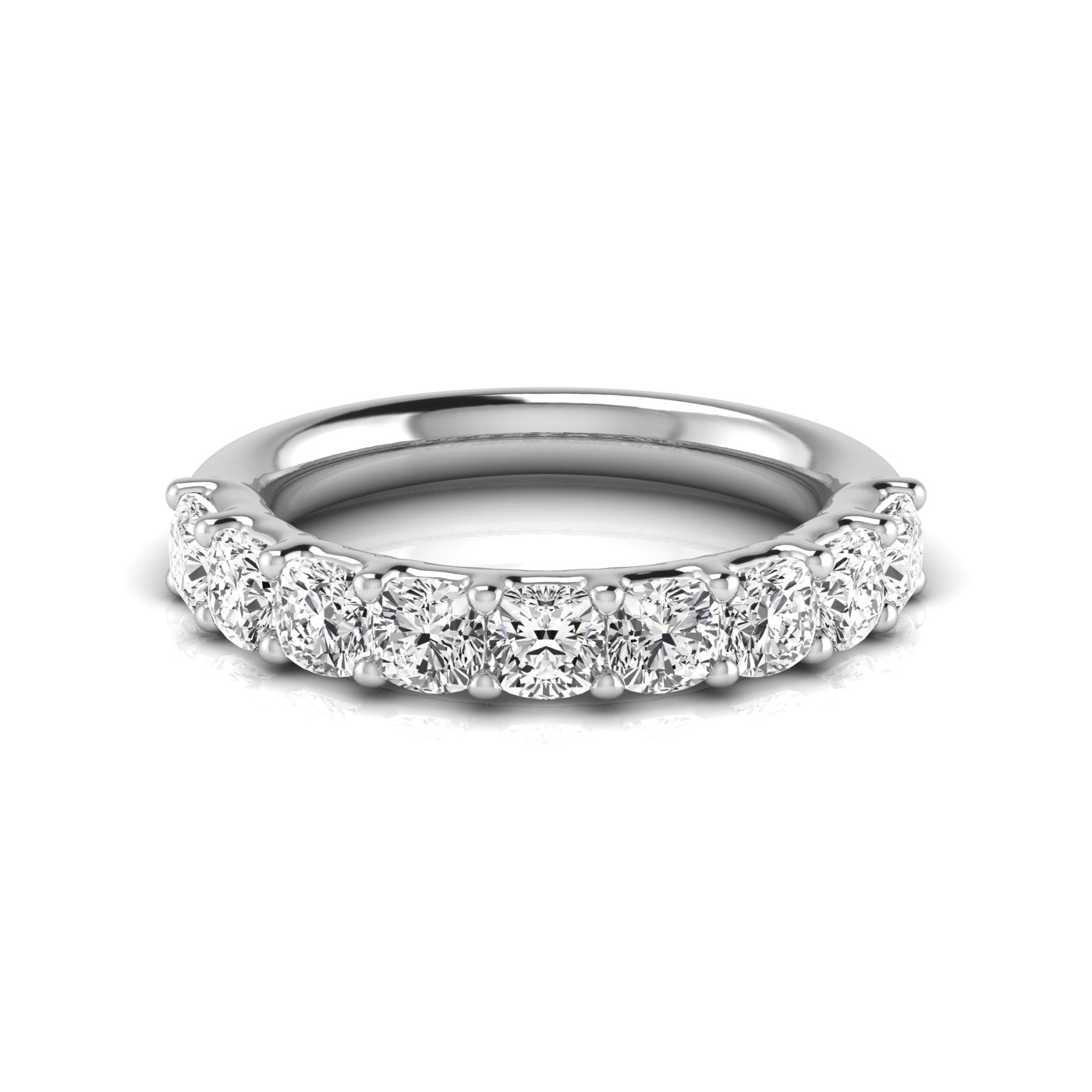 Half Carat Spread Cushion Cut Diamond Wedding Band with 2.25 Carat Total Weight