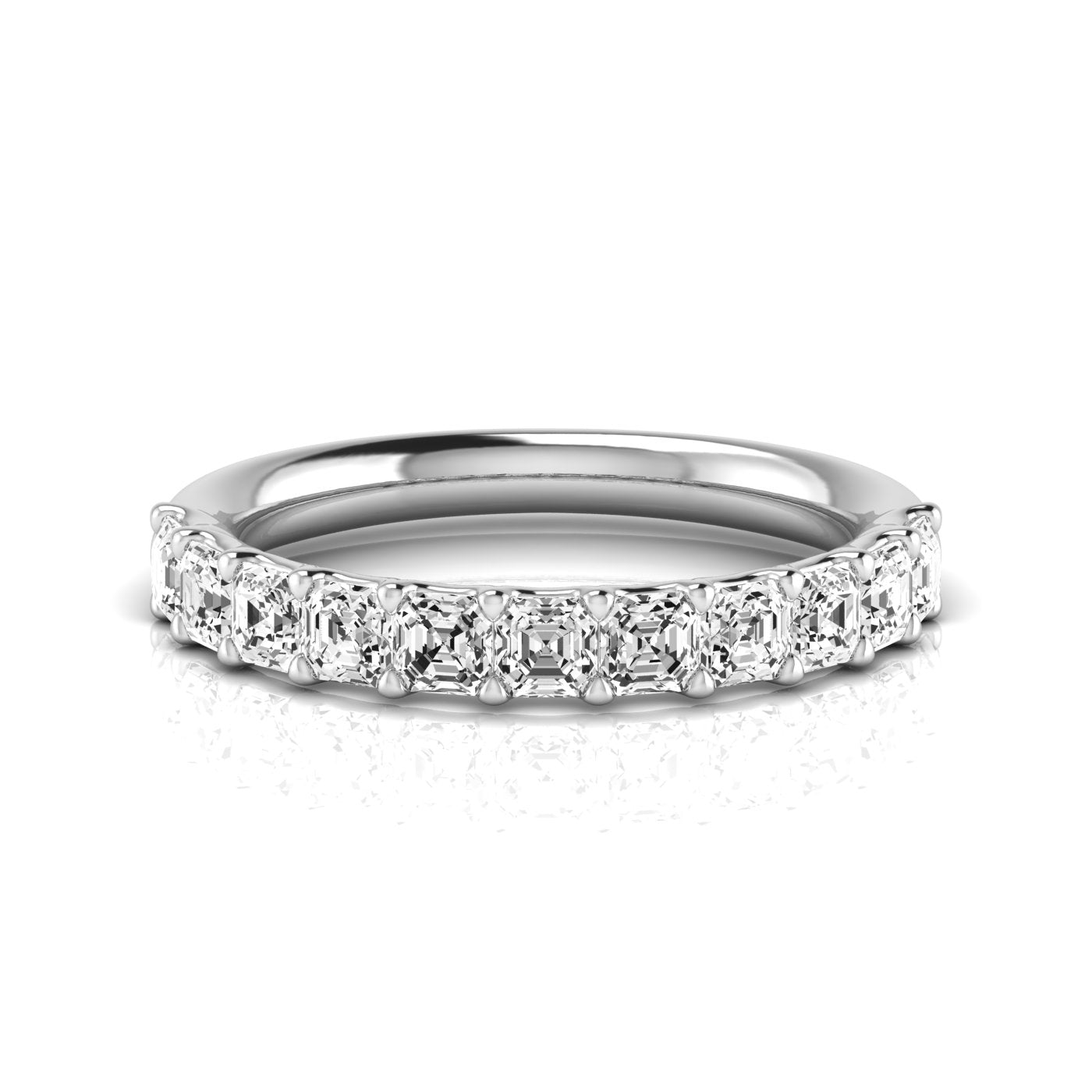 Half Carat Total Weight Asscher Cut Diamond Wedding Band in White Gold