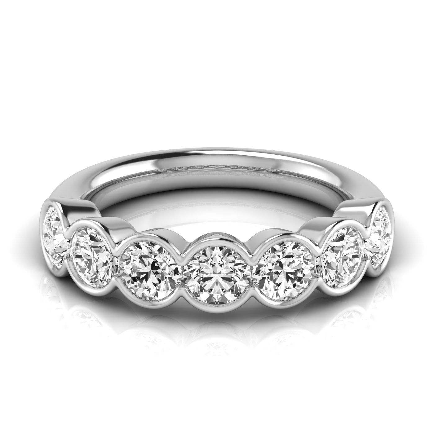 Half Carat Total Weight Round Diamond Wedding Band in White Gold with SI1-SI2 G-H Diamonds