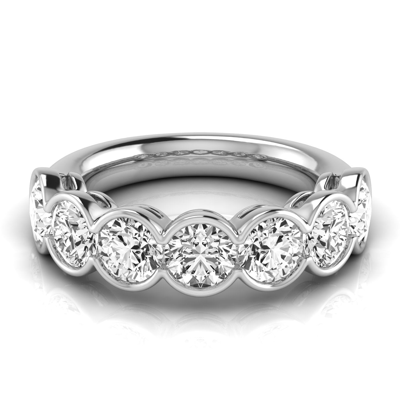 Half Carat Round Diamond Wedding Band with 3.5 Carat Total Diamond Weight, SI1-SI2 G-H Quality