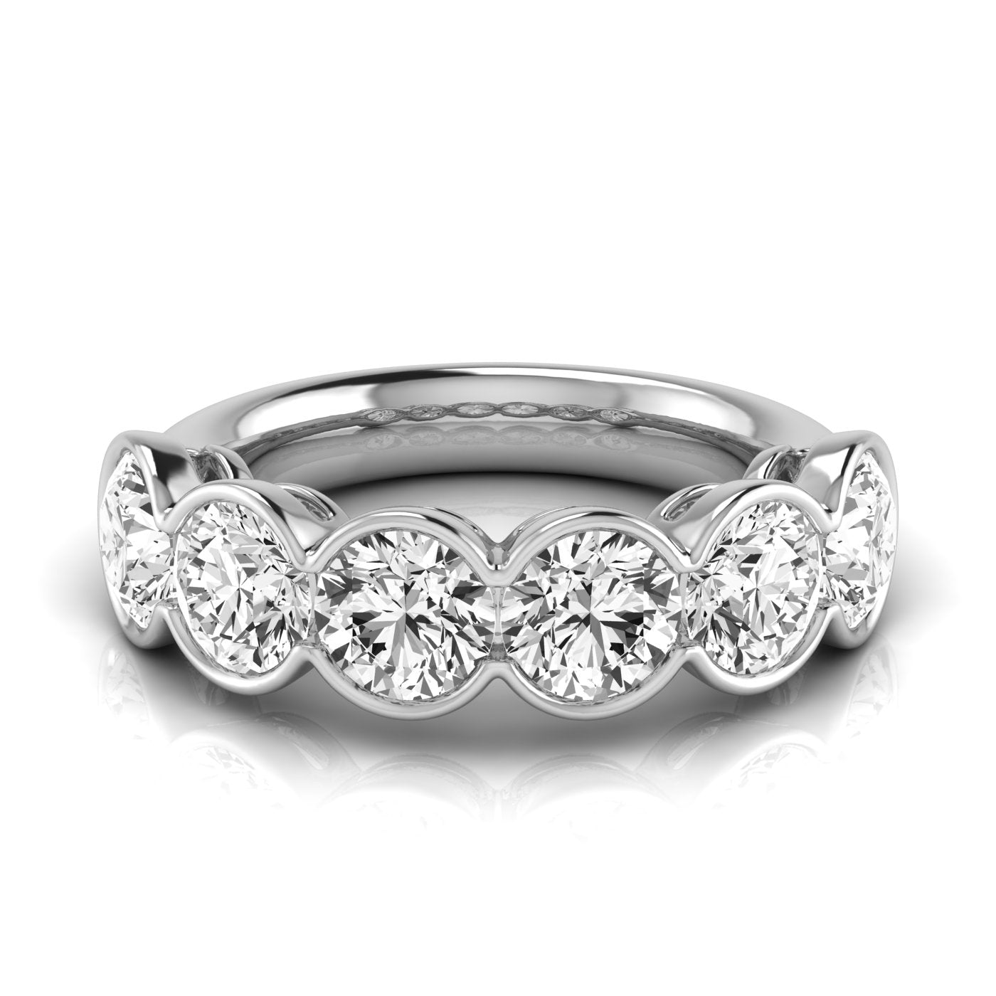 Half Carat Spread Round Diamond Wedding Band with 4.5 Carat Total Diamond Weight