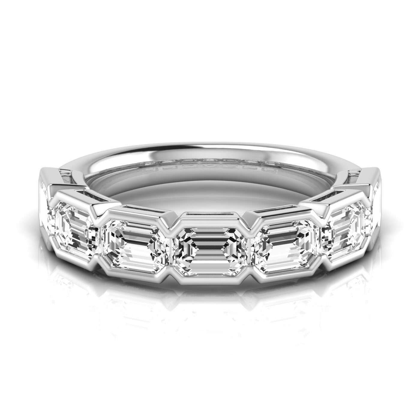 Elegant Half Spread Emerald and Diamond Wedding Band with 3.5 Carats Total Weight