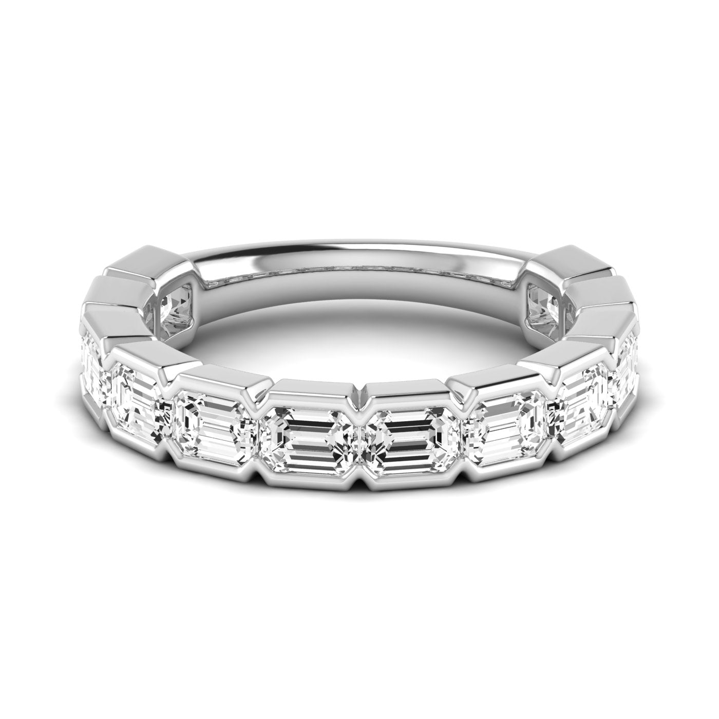 Three Quarter Carat Emerald Cut Diamond Wedding Band with 3 Carat Total Weight