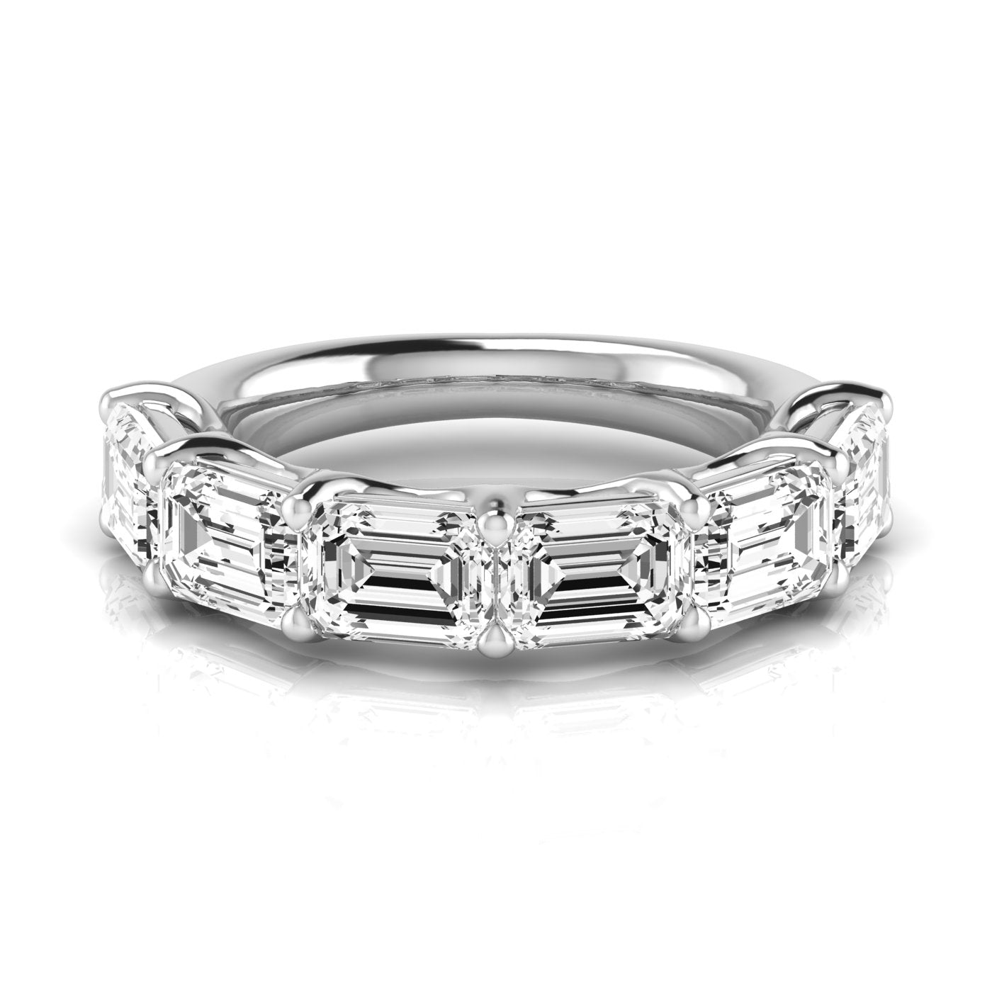 Half Carat Emerald and Diamond Wedding Band with 4.5 Carat Total Diamond Weight
