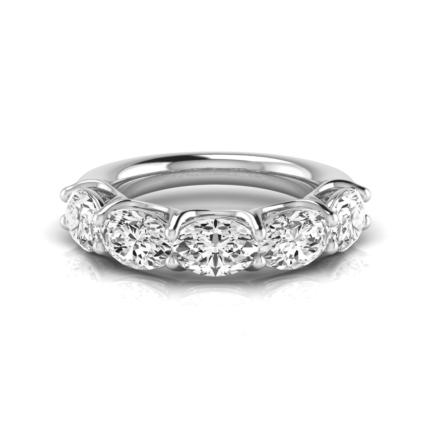 Half Carat Total Weight Oval Diamond Wedding Band in White Gold