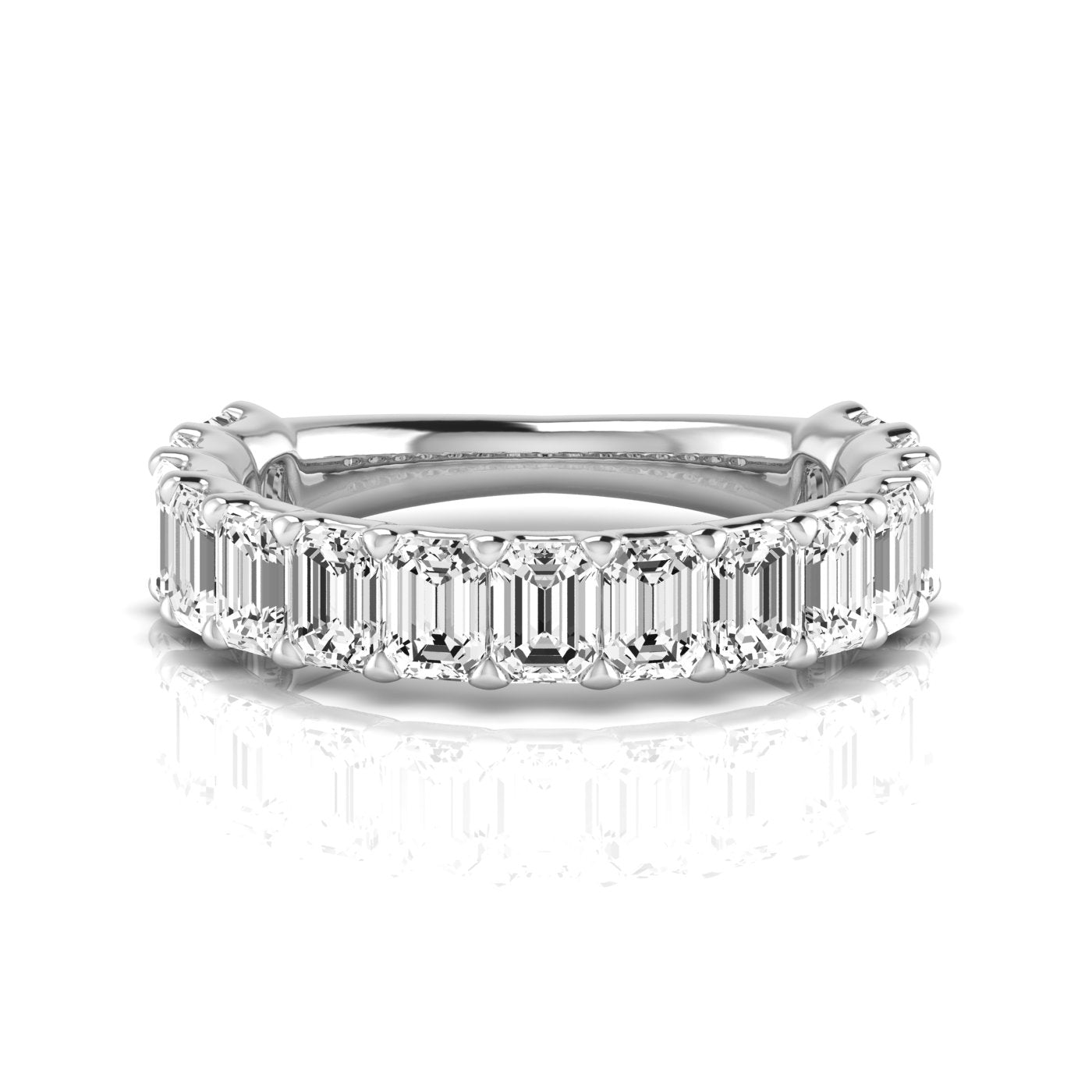 Three Quarter Carat Total Weight Emerald Cut Diamond Wedding Band in White Gold