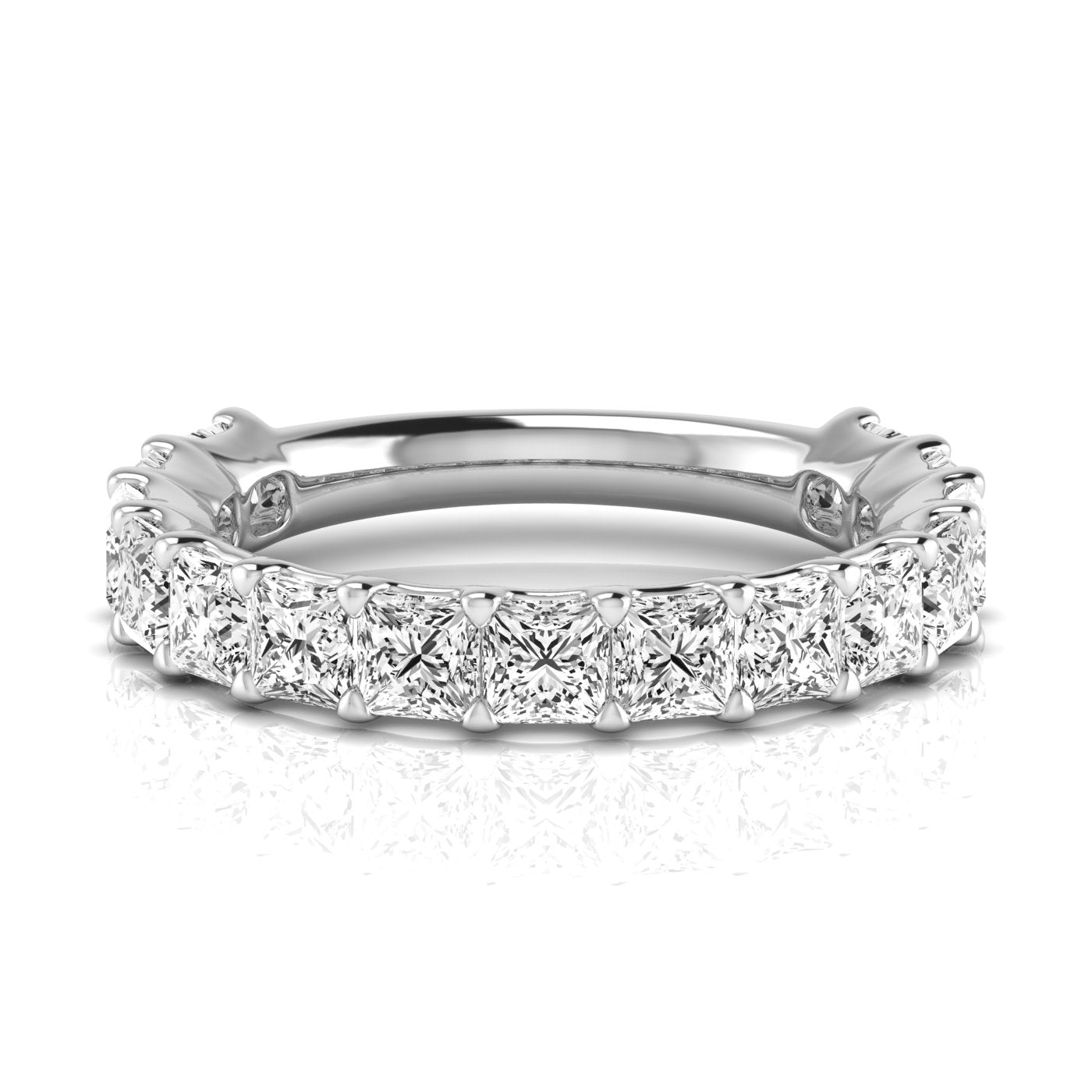 Three Quarter Carat Total Weight Princess Cut Diamond Wedding Band in White Gold