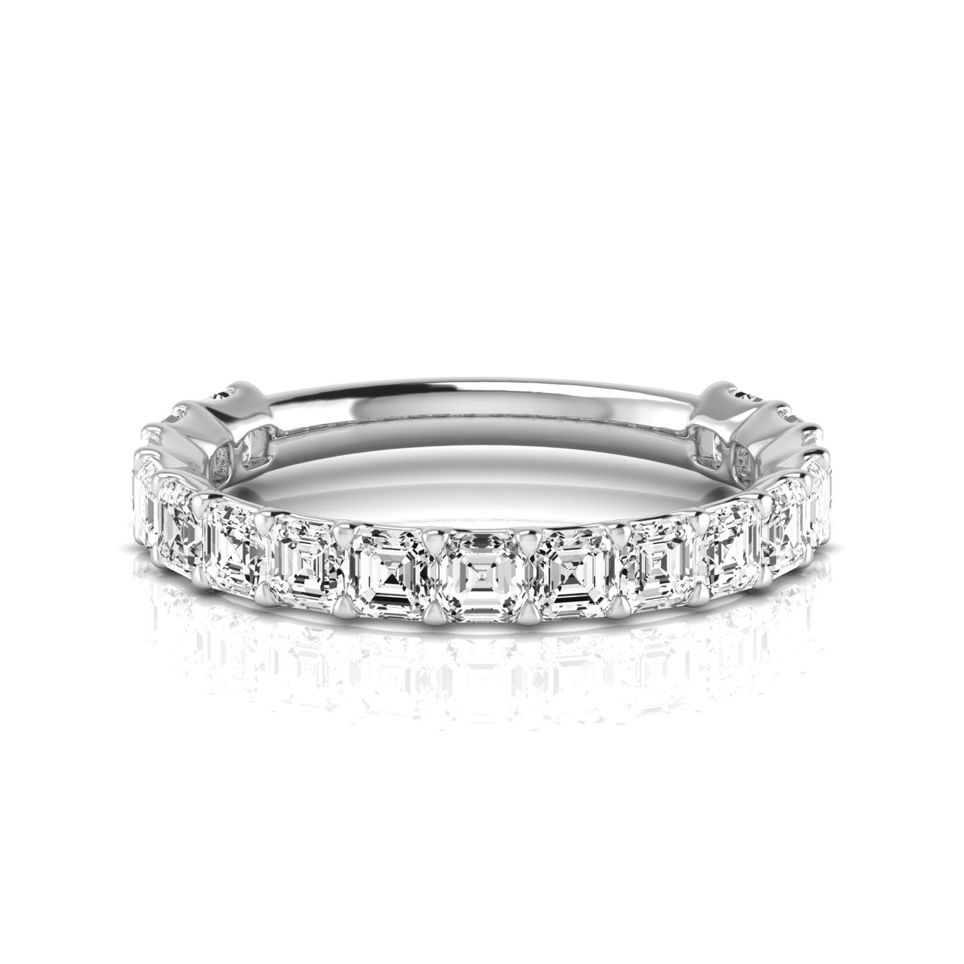 Three Quarter Carat Total Weight Asscher Cut Diamond Wedding Band in White Gold