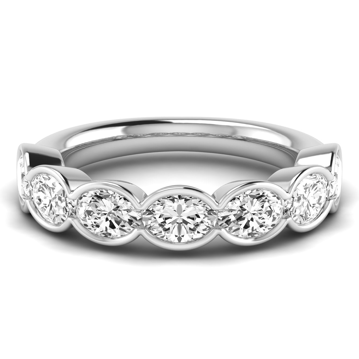 Half Carat Total Weight Oval Diamond Wedding Band in White Gold