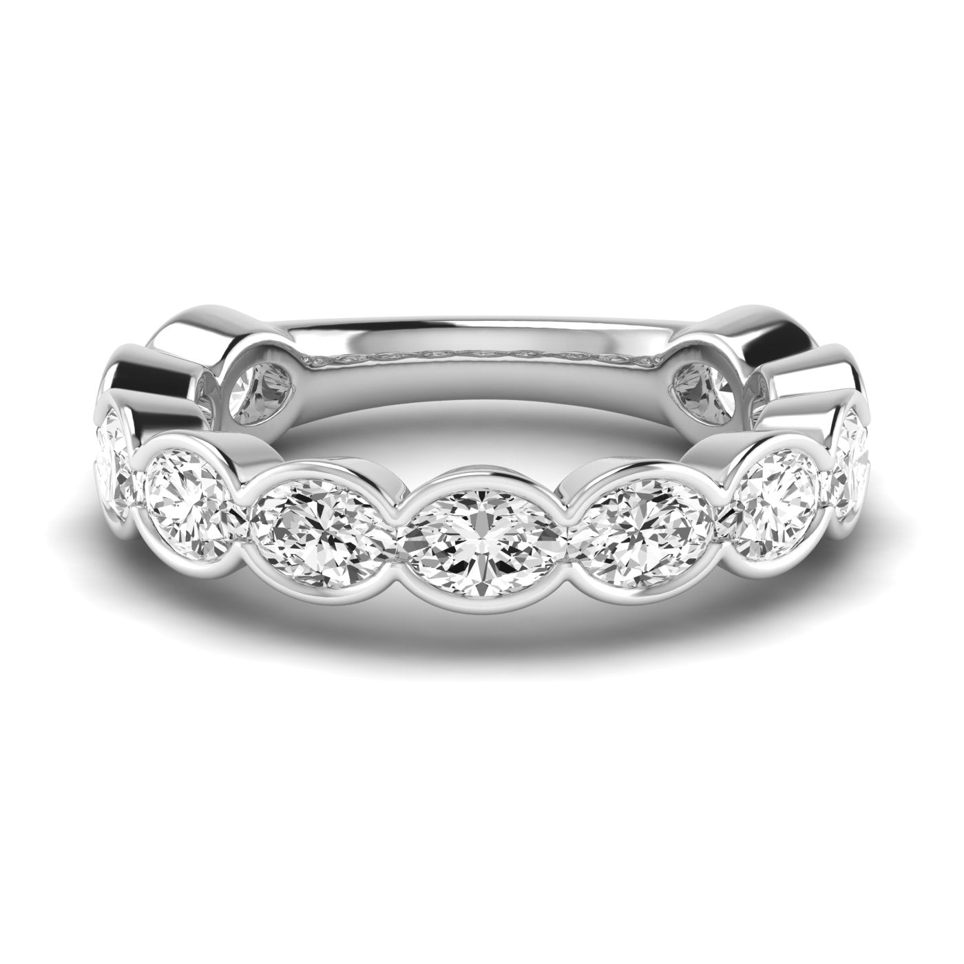Three Quarter Carat Oval Diamond Wedding Band with 2.75 Carat Total Diamond Weight