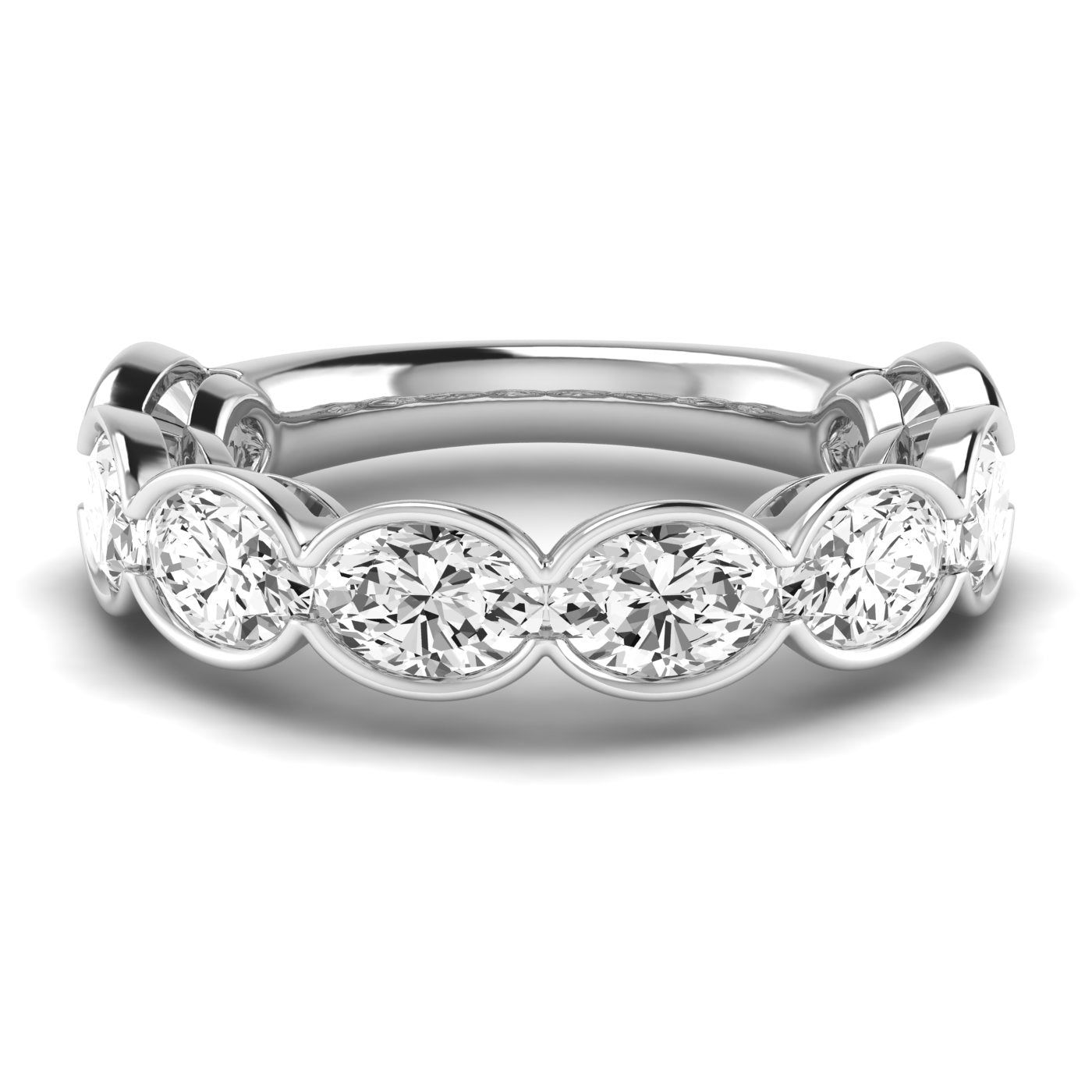 3/4 Carat Total Weight Oval Diamond Wedding Band in White Gold, SI1-SI2 Clarity, G-H Color