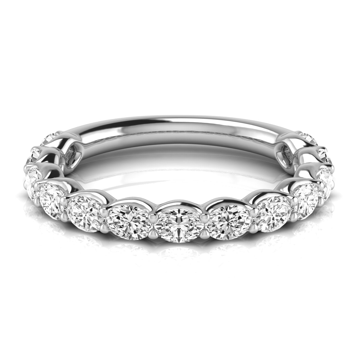 Three Quarter Carat Oval Diamond Wedding Band with SI1-SI2 G-H Diamonds